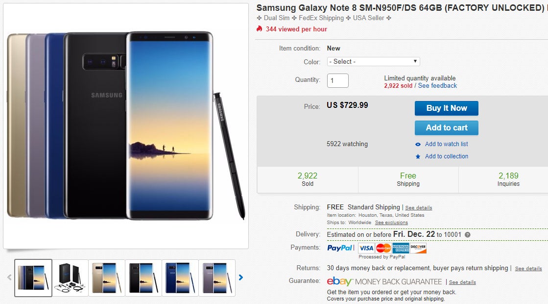 Deal: Unlocked Samsung Galaxy Note 8 (international model) now costs just $730