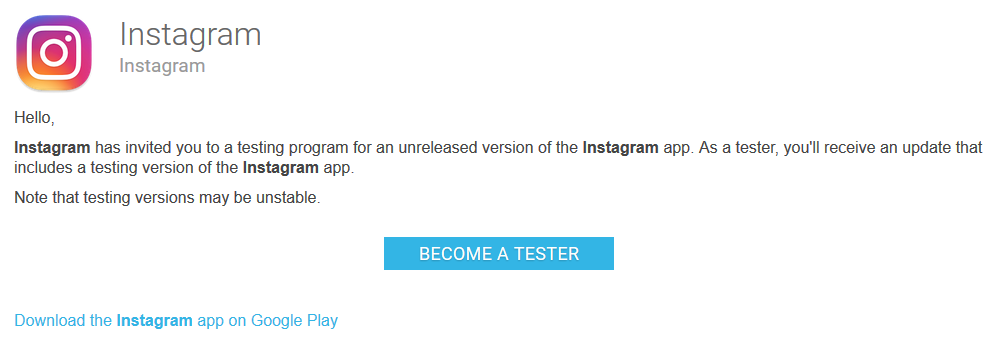 You can help Instagram test new features by becoming a member of the alpha version of the Android app - How would you like to be a member of Instagram&#039;s new alpha program for Android users?
