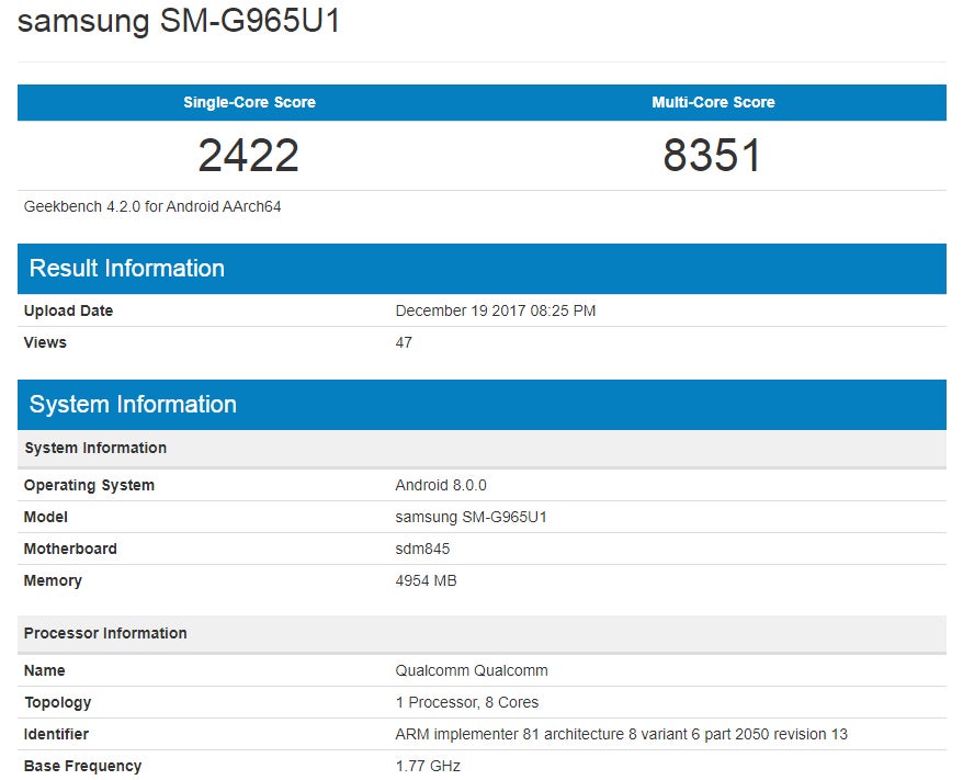 Samsung Galaxy S9+ (with Snapdragon 845) gets benchmarked, impressive scores ensue