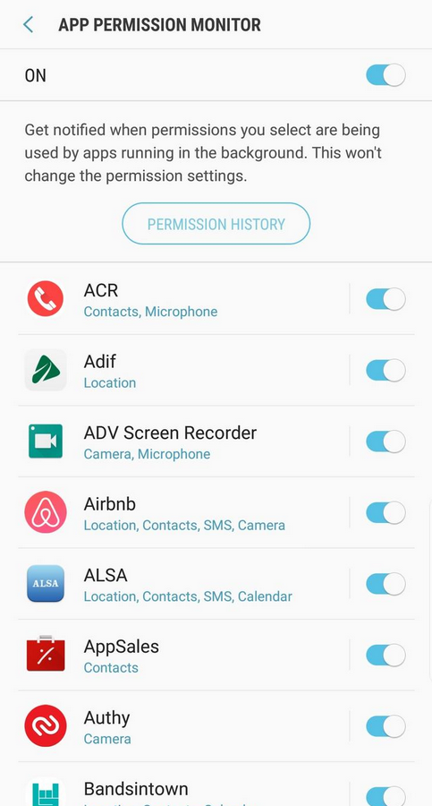 The App Permission Monitor notifies users when an app uses a specific permission - Samsung Galaxy S8/S8+ get Galaxy Note 8&#039;s App Permission Monitor with latest Oreo beta