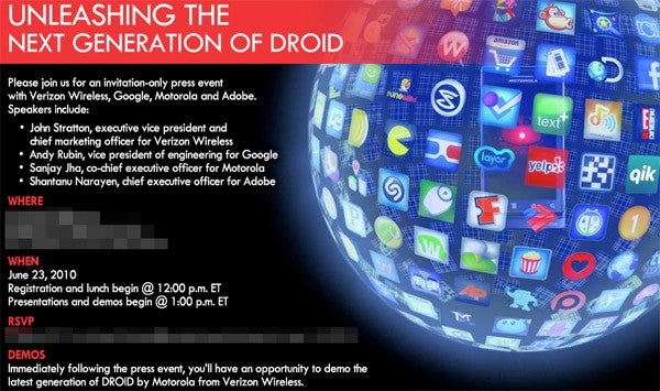 NYC event on June 23 to showcase the new Motorola DROID models