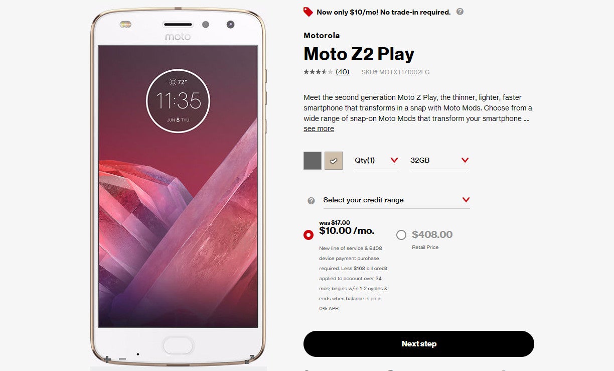 Deal: Moto Z2 Play on sale for $240 ($168 off) at Verizon (requires payment plan)
