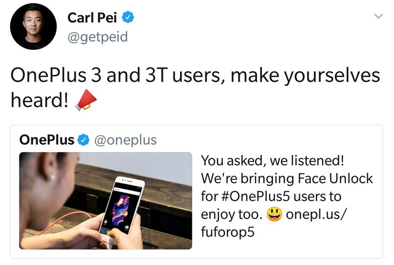 OnePlus co-founder Carl Pei's poll hints that more OnePlus models could receive Face Unlock - OnePlus reveals why and how Face Unlock is coming to the OnePlus 5