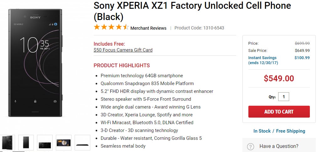 Deal: Buy a Sony Xperia XZ1 flagship phone for just $549