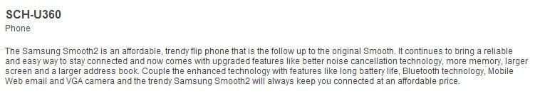 The Samsung U360 is looking to be a Smooth 2 on Verizon