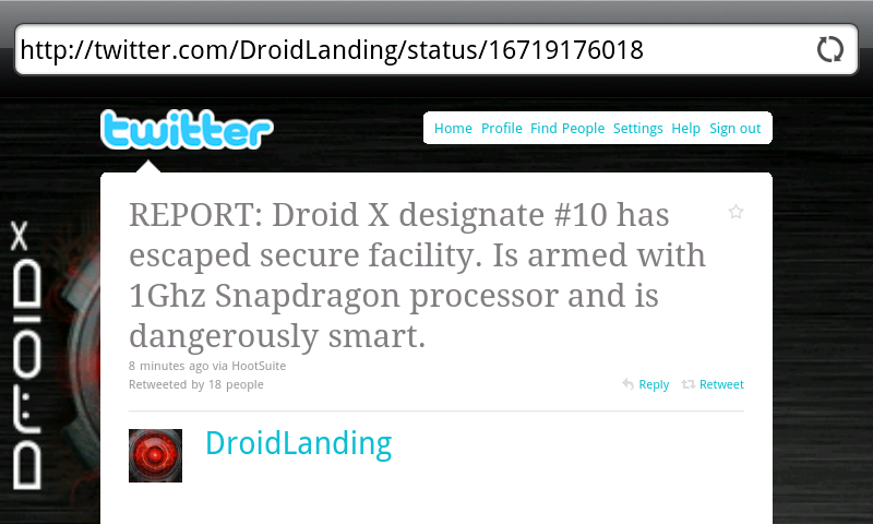 UPDATED: Motorola DROID X Twitter updates