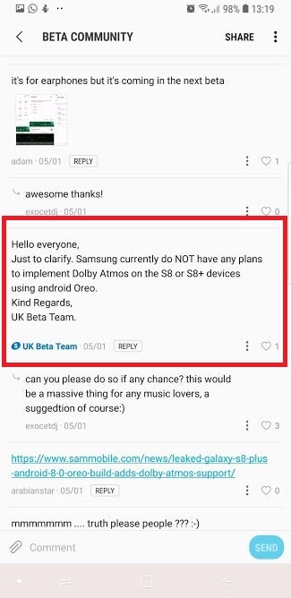 Sadly, the Dolby Atmos cake appears to be a lie - Samsung Galaxy S8/S8+ won&#039;t get Dolby Atmos with Oreo update, company says