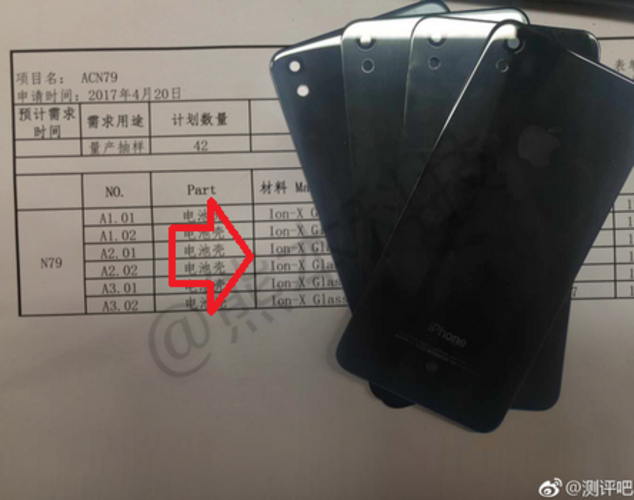 These back panels are allegedly for the iPhone SE 2 and are listed as being made from glass in the document behind them - Apple iPhone SE 2 rumored to feature glass back for wireless charging capabilities