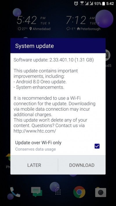 Android 8.0 Oreo for HTC U11 starts arriving in EMEA region