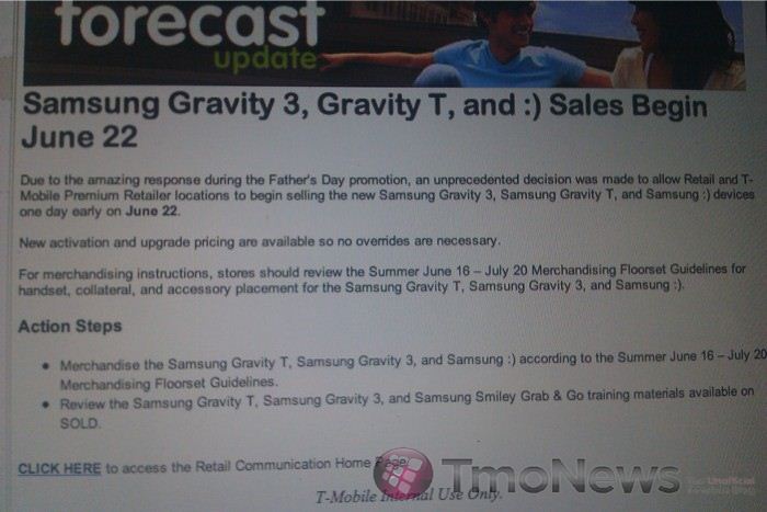 Samsung&#039;s Gravity trio for T-Mobile are released one day early