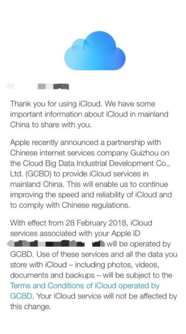 Chinese company will operate local Apple iCloud accounts, starting February