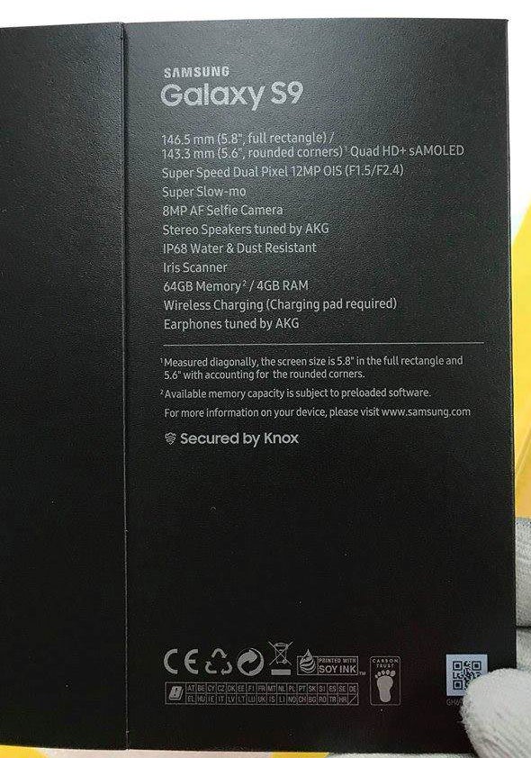 Alleged Galaxy S9 retail box - Alleged Galaxy S9 retail box leaks exciting details!