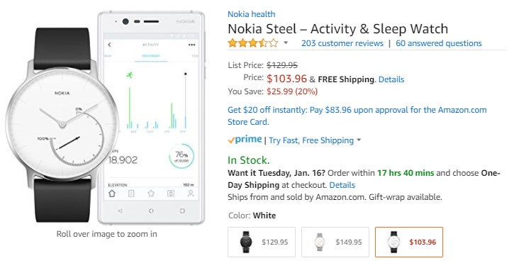 Deal: Nokia Steel is on sale for 20% off on Amazon