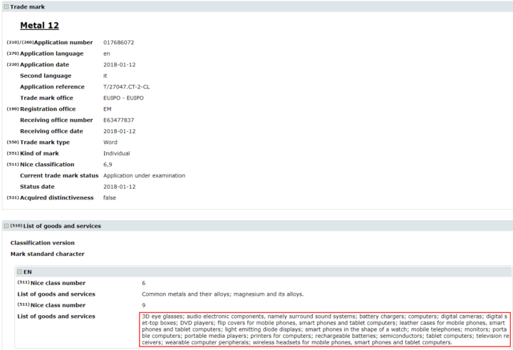 Samsung&#039;s Metal 12 trademark&quot;&amp;nbsp - Samsung&#039;s Metal 12 is a magnesium alloy that could be used in the Galaxy S9, S9+