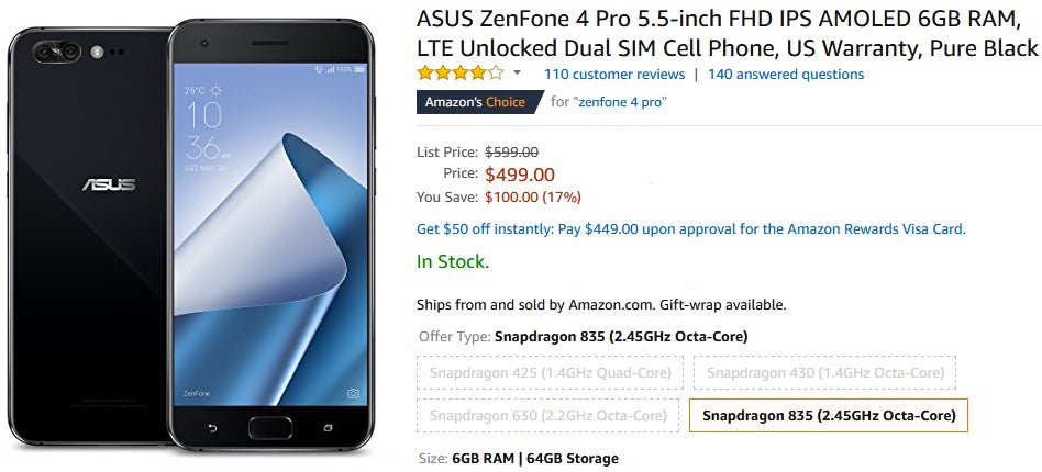 Deal: Asus ZenFone 4 Pro is now $100 cheaper in the US