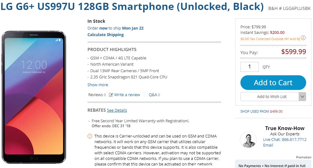 Deal: Unlocked LG G6+ (US variant) is now $200 cheaper