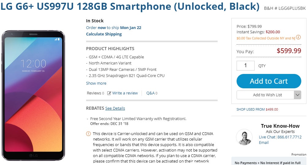 Deal: Unlocked LG G6+ (US variant) is now $200 cheaper