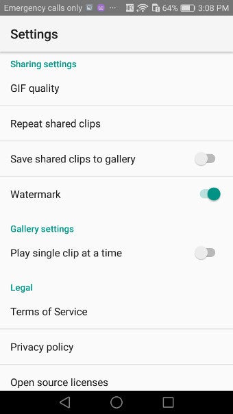 Old settings screen - Motion Stills 2.0 features dinosaurs and aliens!
