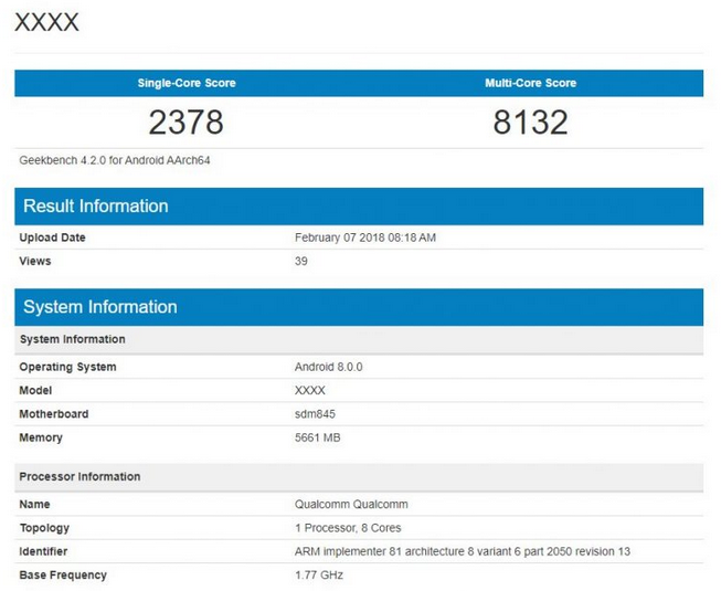 This might have been the Samsung Galaxy S9 discovered on Geekbench - Did the Samsung Galaxy S9 go through a benchmark test with the SD-845, 6GB of RAM and Oreo on board?