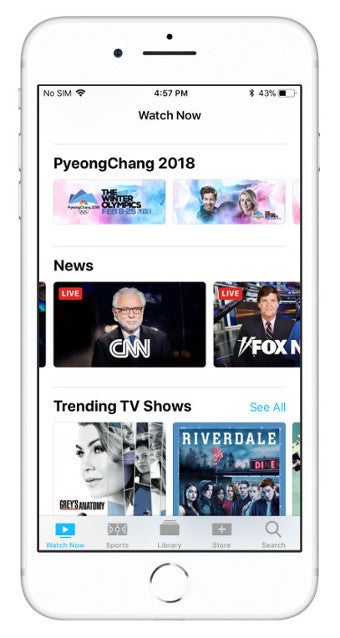 The news section, as seen on the iOS TV app. On the right is the prompt you'll get in case you're missing a network's app. - Apple adds 'News' section to its TV app