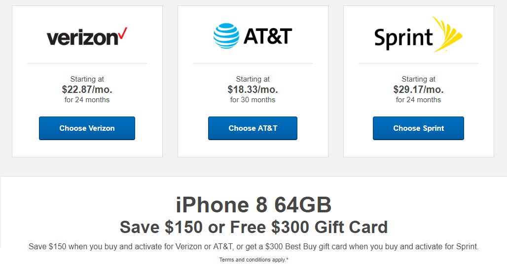 Deal: Save $150 on an iPhone 8 with AT&T or Verizon activation, or get a $300 gift card with Sprint activation (today only)