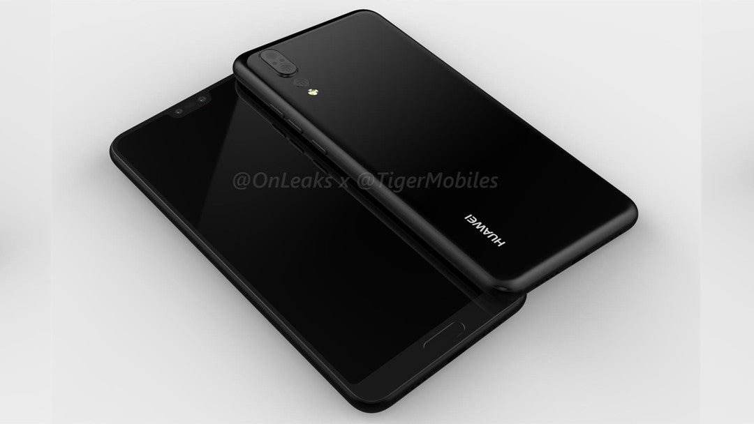 Render of the Huawei P20 - Huawei P20 render surfaces with triple camera setup on back, fingerprint scanner in front