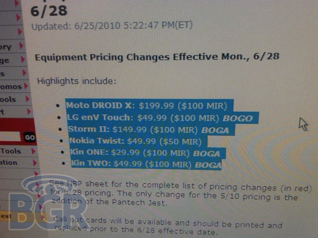 Verizon cuts prices on select handsets starting Monday