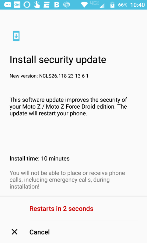 The Moto Z Force Droid receives a security update - Verizon&#039;s Moto Z Force Droid receives security update, but only to December 2017 level