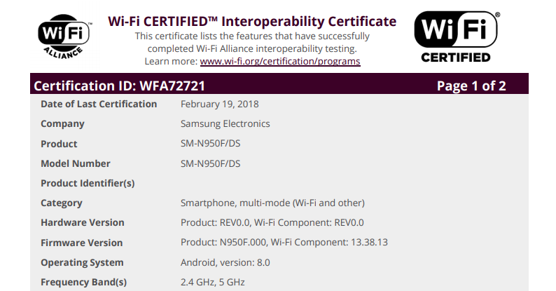 Newly-scored Wi-Fi certification brings the Android Oreo update an inch closer to your Galaxy Note 8