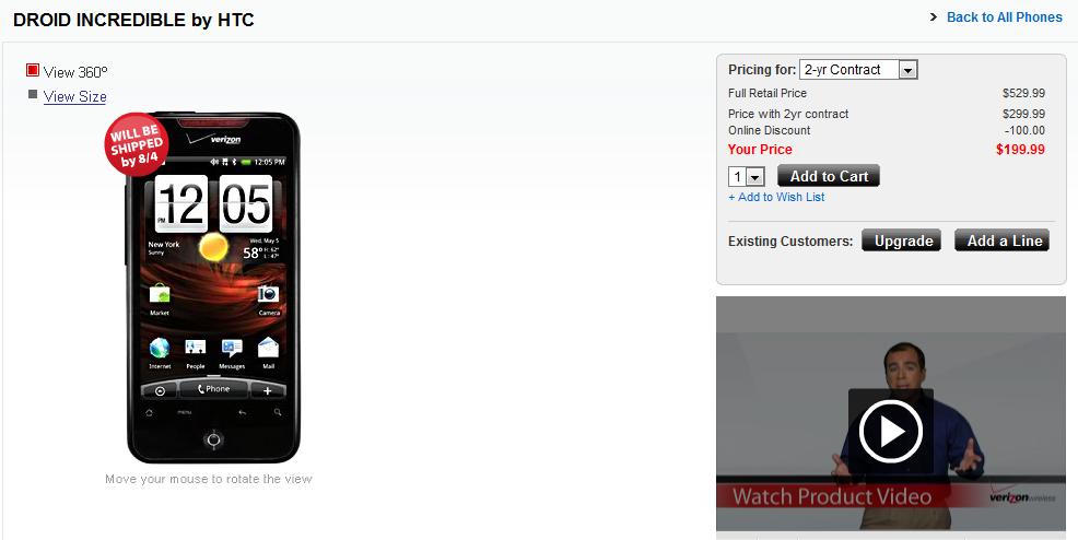 New orders for the HTC Droid Incredible won&#039;t ship until August