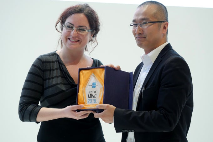 Sony's Yosuke Someya receives the Best of MWC 2018 PhoneArena award for the Xperia XZ2 and Compact - Best and worst tech of MWC 2018