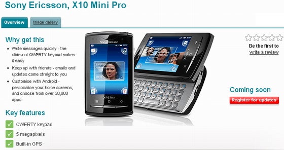The Sony Ericsson Xperia X10 mini pro is headed to Vodafone UK &amp; delayed for T-Mobile UK