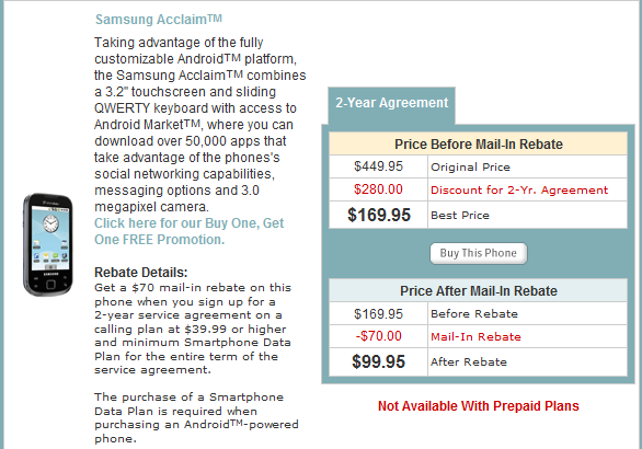Samsung&#039;s Acclaim launched today by U.S. Cellular