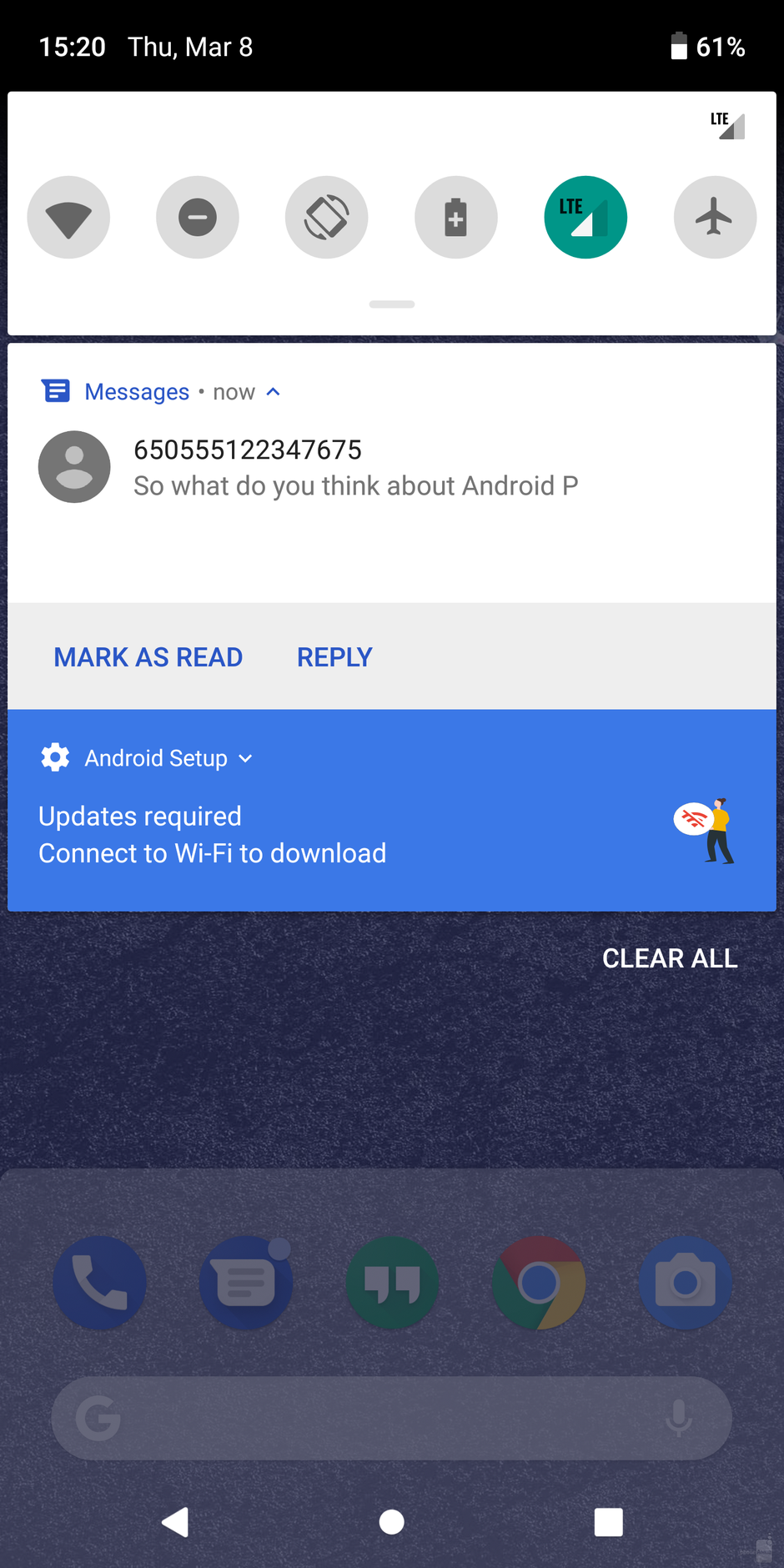 android pie message read