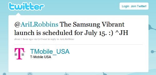 T-Mobile makes it official - Samsung Vibrant will be launching July 15