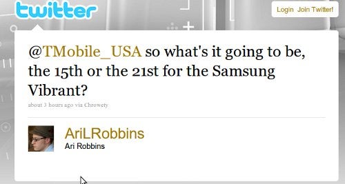 T-Mobile makes it official - Samsung Vibrant will be launching July 15