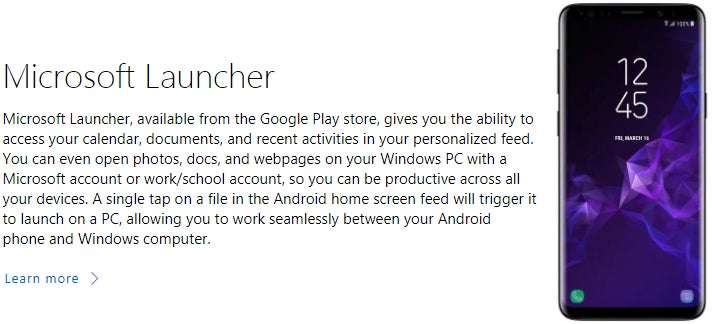 Microsoft wants you to install its Launcher on the Samsung Galaxy S9