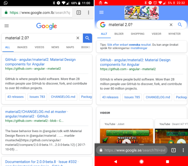 At right is a new version of the Google mobile site that is currently being tested - Rounded search bar being tested on Google&#039;s mobile site