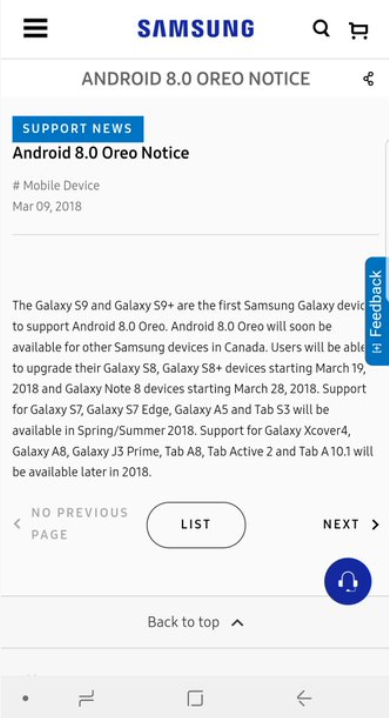 Galaxy S8/S8+ users in Canada will receive Android 8.0 on March 19th - Canadian Samsung Galaxy S8/S8+ and Galaxy Note 8 owners to soon receive Oreo