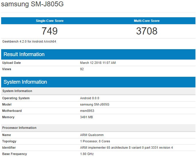 Possible beefed up Samsung Galaxy J8 variant includes more RAM, Snapdragon CPU
