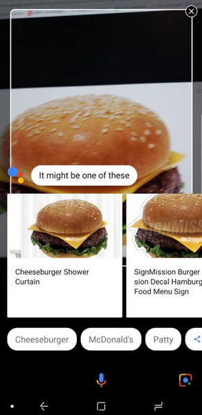 The camera version of Google Lens knows a burger when it sees one - Samsung Galaxy S8/S8+, Galaxy S9/S9+ and Galaxy Note 8 now receiving Google Lens (camera version)