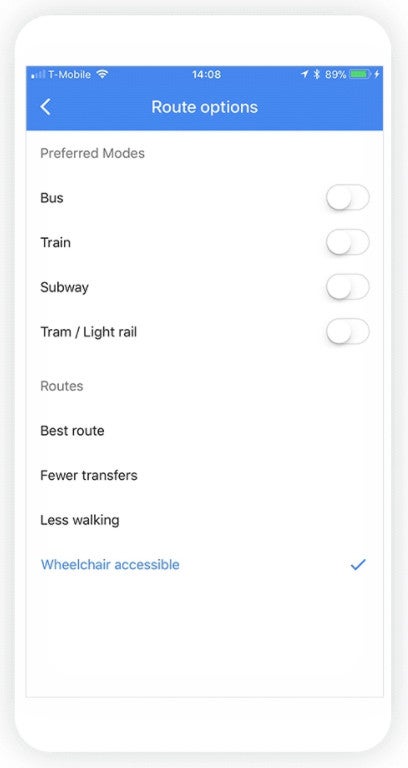 Google Maps update adds wheelchair accessible routes in transit navigation