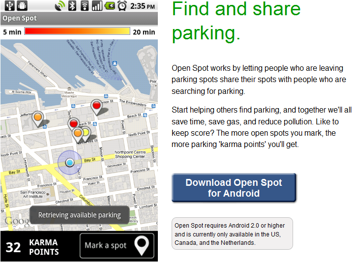 Open Spot helps Android owners find a parking spot