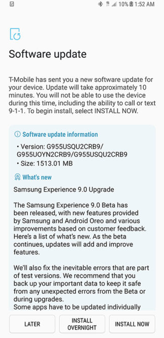 T-Mobile subscribers with the Galaxy S8/S8+ are now receiving Android 8.0 - T-Mobile Samsung Galaxy S8/S8+ now receiving Android Oreo update