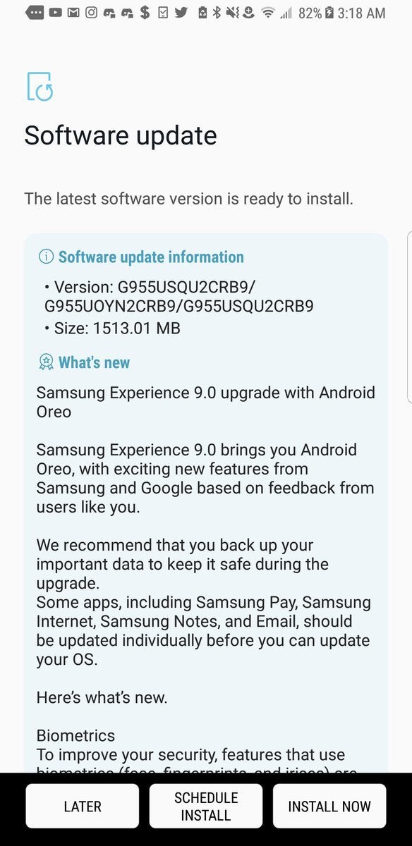Sprint Samsung Galaxy S8 and S8+ receive Android Oreo update