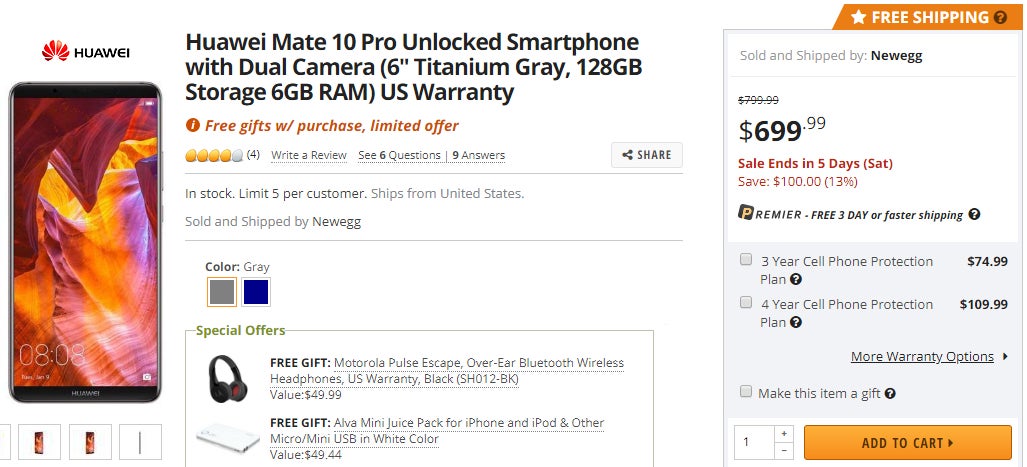 Huawei Mate 10 Pro now comes with free Motorola headphones, power bank