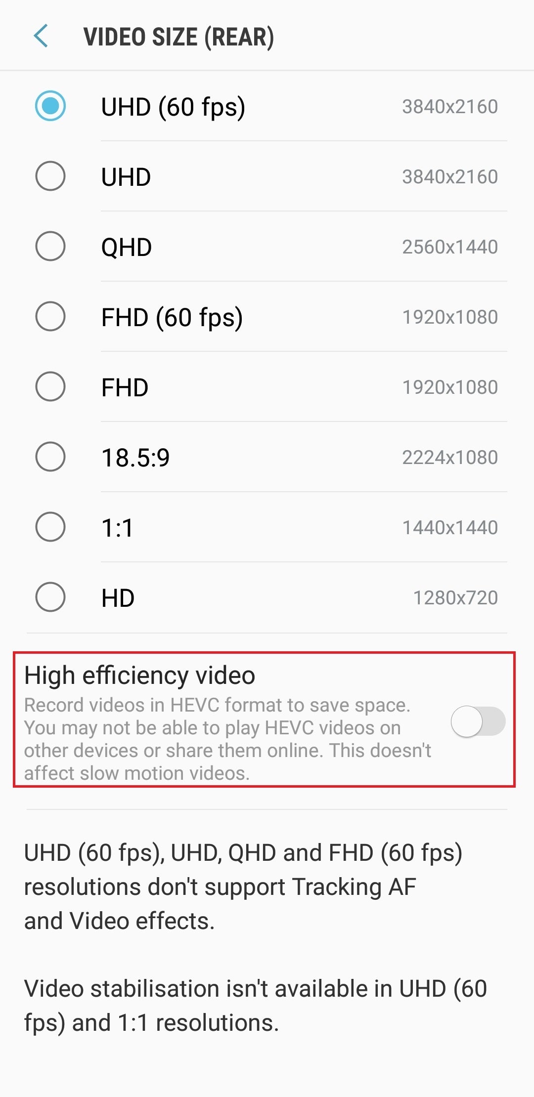 Here&#039;s how much memory you save with the new Galaxy S9 high-efficiency video codec