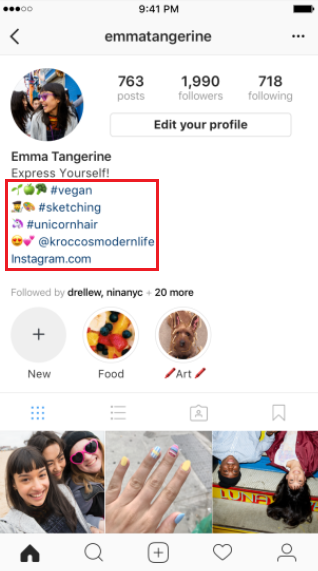 Update to Instagram allows users to put hashtag and profile links on their bio - Instagram now allows users to add hashtag and profile links to their bios