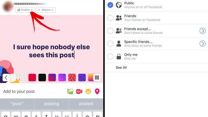 Make sure to pick your audience for every post - How to use Facebook without giving away all of your data