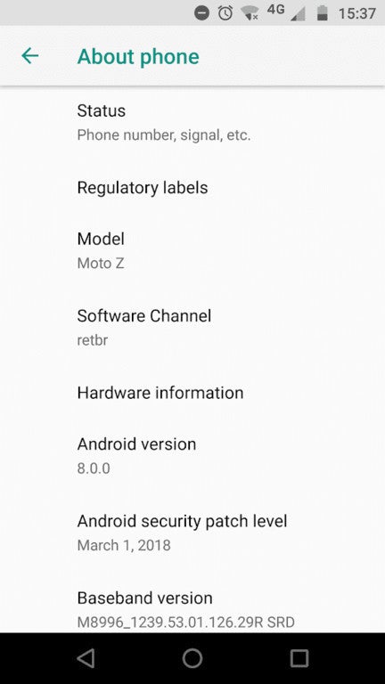 Motorola pushing the Moto Z Android 8.0 Oreo update to some users